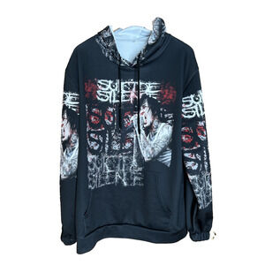 Suicide Silence Hoodie Sz XL Deathcore Metalcore Hardcore Metal Band Black Red
